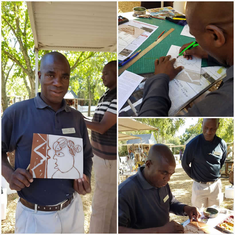 Spier Craft Market - visitor offering - hotel staff showing off their artworks